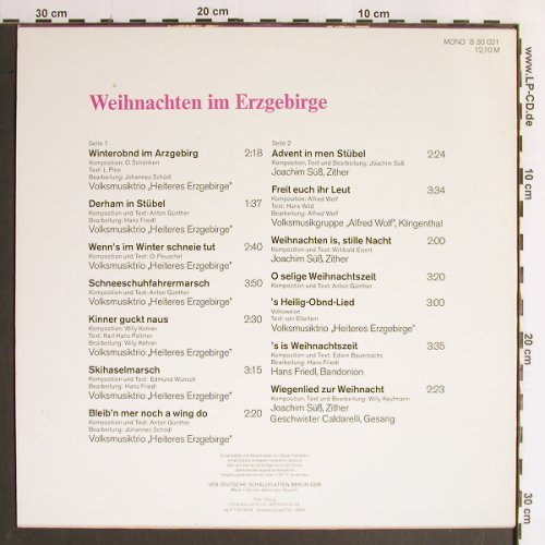 V.A.Weihnachten im Erzgebirge: Heiteres Erzgebirge...J.Süß(Zither), Eterna (8 30 021), DDR, Mono, 1980 Typ: LP Best.-Nr.: Y6600 Preis: 5,00 Euro