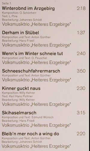V.A.Weihnachten im Erzgebirge: Heiteres Erzgebirge...J.Süß(Zither), Eterna (8 30 021), DDR, Mono, 1980 Typ: LP Best.-Nr.: Y6600 Preis: 5,00 Euro