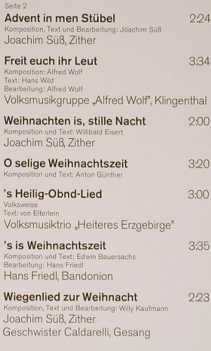 V.A.Weihnachten im Erzgebirge: Heiteres Erzgebirge...J.Süß(Zither), Eterna (8 30 021), DDR, Mono, 1980 Typ: LP Best.-Nr.: Y6600 Preis: 5,00 Euro