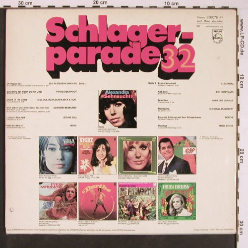 V.A.Schlagerparade 32: Lee Patterson.. Marty Atkins,12 Tr., Philips (850 076 PY), D, co Typ: LP Best.-Nr.: Y663 Preis: 5,00 Euro