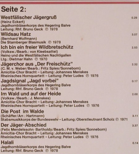 V.A.Volkstümliche Jagdlieder: Lieder,Märsche,Signale zur Jagd, HörZu (054-45 117), D, 1978 Typ: LP Best.-Nr.: Y6730 Preis: 6,00 Euro