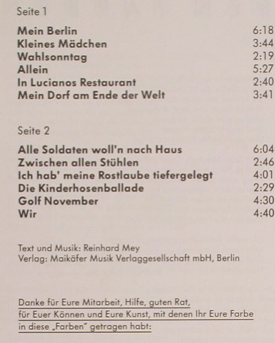 Mey,Reinhard: Farben, Intercord(INT 160.234), D, 1990 - LP - Y6821 - 6,00 Euro
