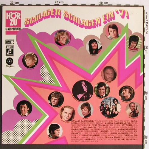 V.A.Schlager Schlagen Ein'71: H.Carpendale...Helmut Zacharias, HörZu (SHZE 318), D, 1971 Typ: LP Best.-Nr.: Y6883 Preis: 6,00 Euro