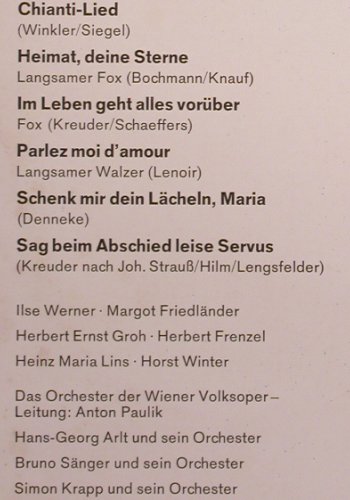V.A.Wunschkonzert: Ilse Werner,Heinz Maria Lins..., Baccarola (71 435 ZU), D Typ: LP Best.-Nr.: Y6888 Preis: 6,00 Euro