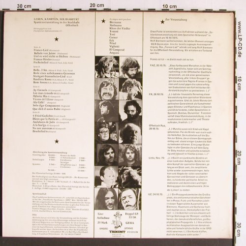 V.A.Spanienveranstaltung Stadthalle: Offenbach.Leben,Kämpfen...Foc, Trikont (US 12/L84), D, Booklet, 1975 Typ: 2LP Best.-Nr.: Y6915 Preis: 7,50 Euro