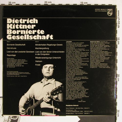 Kittner,Dietrich: Bornierte Gesellschaft,Musterplatte, Fontana/Philips (885 438 TY), ,(wie neu), 1968 Typ: LP Best.-Nr.: Y6919 Preis: 12,50 Euro