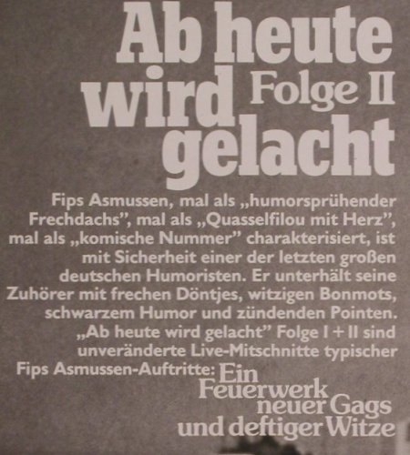 Asmussen,Fips: Ab heute wird gelacht,Folge 2, Metronome/2001 (201.059), D, 1975 Typ: LP Best.-Nr.: Y6959 Preis: 7,50 Euro