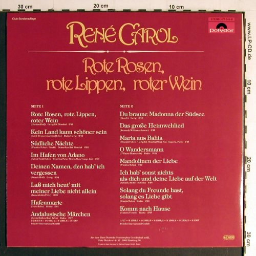 Carol,Rene: Rote Rosen, Rote Lippen, Roter Wein, Polydor,Club Ed.(27 345-8), D,Ri,  - LP - Y7002 - 5,00 Euro