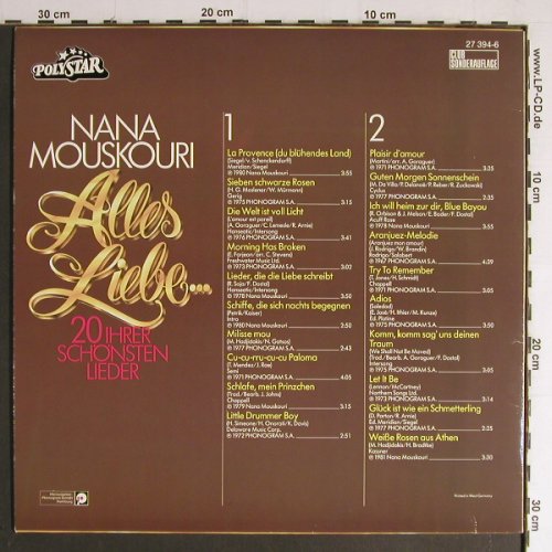 Mouskouri,Nana: Alles Liebe...20 Ihrer Schön.Lieder, Polystar(27 394-6), D, Club Ed,  - LP - Y7008 - 5,00 Euro