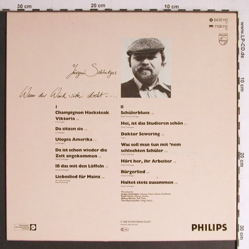 Schöntges,Jürgen: Wenn der Wind sich dreht, m-/vg+, Philips (6435 110), D, 1981 Typ: LP Best.-Nr.: Y7009 Preis: 6,00 Euro