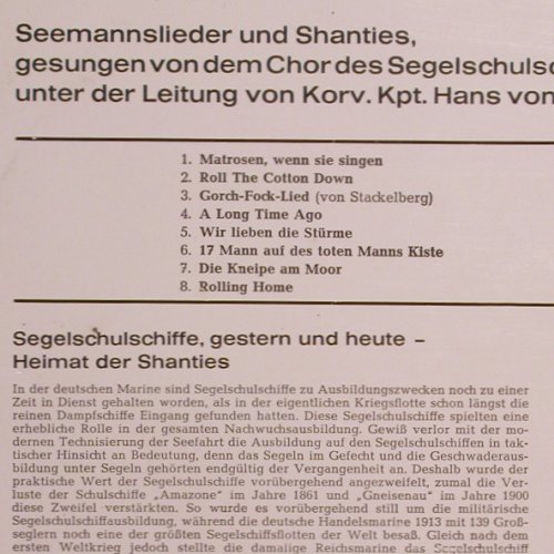 Chor d.Segelschulschiffes GorchFock: Wir suchen den Wind, Baltic Records/TELDEC (TST 74 601), D, 1967 Typ: LP Best.-Nr.: Y7014 Preis: 12,50 Euro