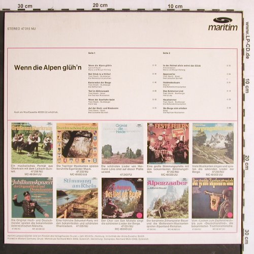 V.A.Wenn die Alpen glüh'n: mit Maria und Margot Hellwig, Maritim (47 315), D Typ: LP Best.-Nr.: Y7103 Preis: 4,00 Euro