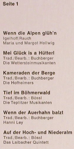 V.A.Wenn die Alpen glüh'n: mit Maria und Margot Hellwig, Maritim (47 315), D Typ: LP Best.-Nr.: Y7103 Preis: 4,00 Euro