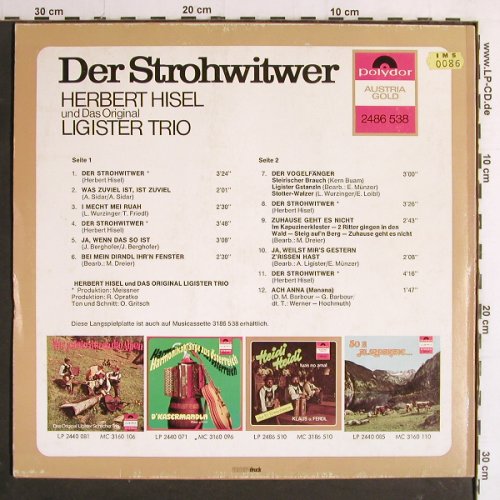 Hisel,Herbert  & Orig.Ligister Trio: Der Strohwitwer, Polydor (2486 538), A, 1974 Typ: LP Best.-Nr.: Y7195 Preis: 7,50 Euro