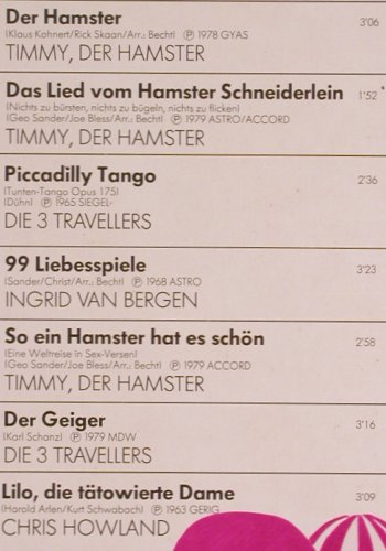 V.A.Timmy,der Hamster: uns s.Party-Freunde-M.Krüger,H.Erha, Odeon (056-45631), D, m-/vg+ Typ: LP Best.-Nr.: Y7201 Preis: 5,00 Euro