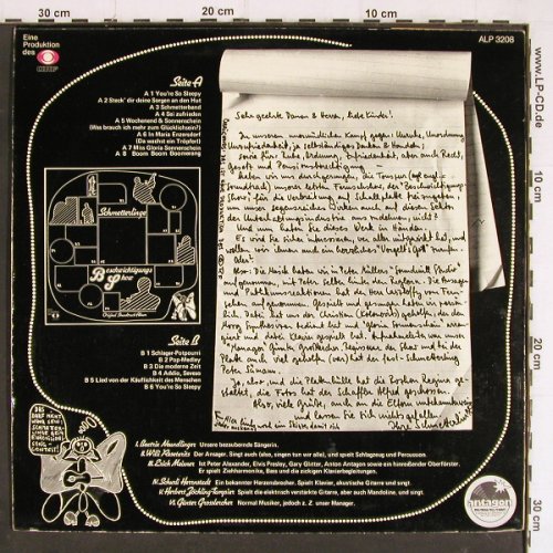 Schmetterlinge: Beschwichtigung Show, Soundtrack, Antagon (ALP 3208), D, m-/vg+ Typ: LP Best.-Nr.: Y7203 Preis: 5,00 Euro