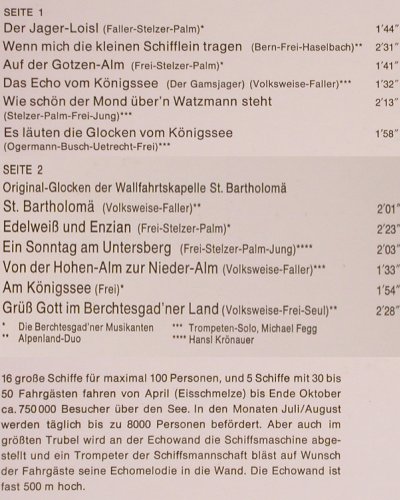 V.A.Rundfahrt auf dem Königssee: Michael Fegg, Staatl.Schiffahrtsg.., Telefunken (NT 751), D, 1973 Typ: LP Best.-Nr.: Y7479 Preis: 5,00 Euro
