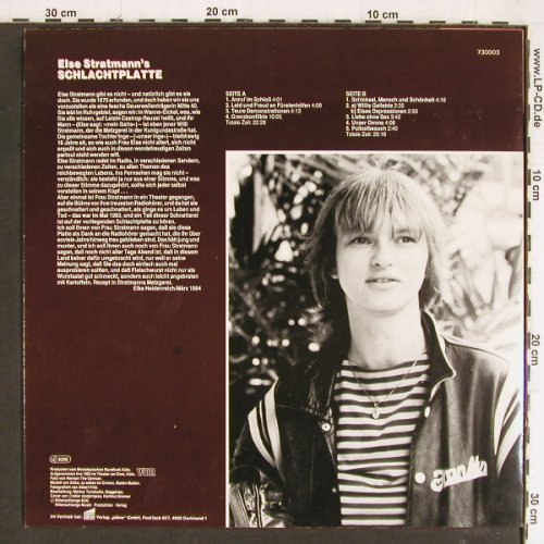 Stratmann,Else: Schlachtplatte, Live Theater am Dom, Rillenschlange/WDR (730003), D, 1983 Typ: LP Best.-Nr.: Y7597 Preis: 7,50 Euro