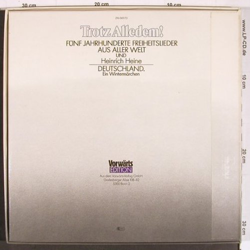 V.A.Trotz Alledem !: Pete Seeger... poetische Reportage, Vorwärts Ed.Box/Marifon (296 069/73), 24S.Bookl, 1982 Typ: 5LP Best.-Nr.: Y7841 Preis: 10,00 Euro