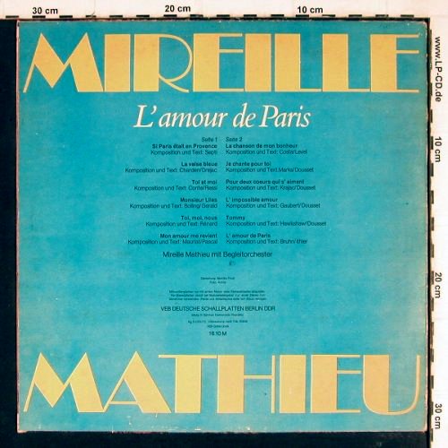 Mathieu,Mireille: L'amour de Paris, Amiga(8 55 305), DDR, 1975 - LP - Y7873 - 7,50 Euro