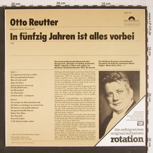 Reutter,Otto: In 50 Jahren ist alles vorbei, Polydor, Ri(2428 104), D, 1967 - LP - Y8341 - 5,00 Euro