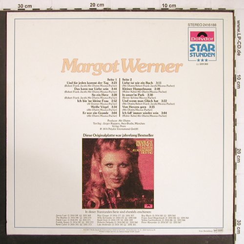 Werner,Margot: Und für jeden kommt der Tag, Polydor Star Stunden (2416 188), D, Ri, 1974 Typ: LP Best.-Nr.: Y8419 Preis: 5,00 Euro