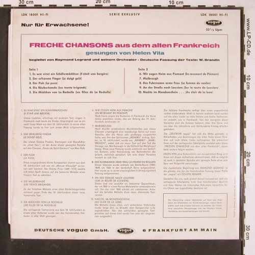 Vita,Helen: Freche Chansons a.d.alten Frankr., Vogue (LDK 18001), D, 1963 Typ: LP Best.-Nr.: Y884 Preis: 7,50 Euro