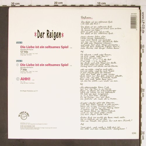 Der Reigen: Die Liebe ist e.seltsames Spiel*2+1, Virgin (614 429), D, 1991 Typ: 12" Best.-Nr.: Y8987 Preis: 1,00 Euro