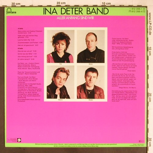 Deter Band,Ina: Aller Anfang sind wir, Fontana(812 398-1), D, 1983 - LP - Y8988 - 6,00 Euro