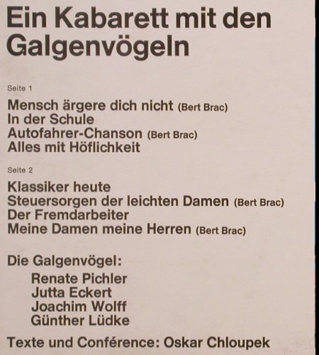 Galgenvögeln / Selten so gelacht: Ein Kabarett mit den,Oskar Chloupek, Europa (E 324), D Typ: LP Best.-Nr.: Y9027 Preis: 4,00 Euro