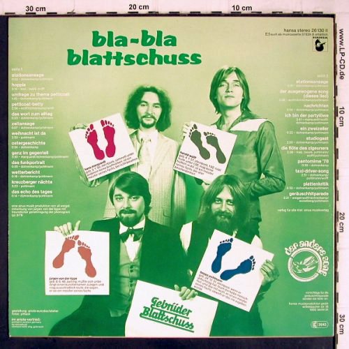 Gebrüder Blattschuss: Bla-Bla-Blattschuss, Hansa (26 130 IT), D, 1978 Typ: LP Best.-Nr.: Y9038 Preis: 4,00 Euro