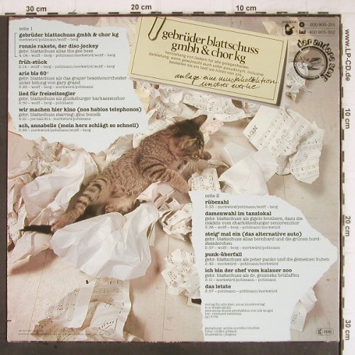Gebrüder Blattschuss: Gesänge mit beschränkter Hoffnung, Hansa (200 905-315), D, 1979 Typ: LP Best.-Nr.: Y9039 Preis: 5,00 Euro