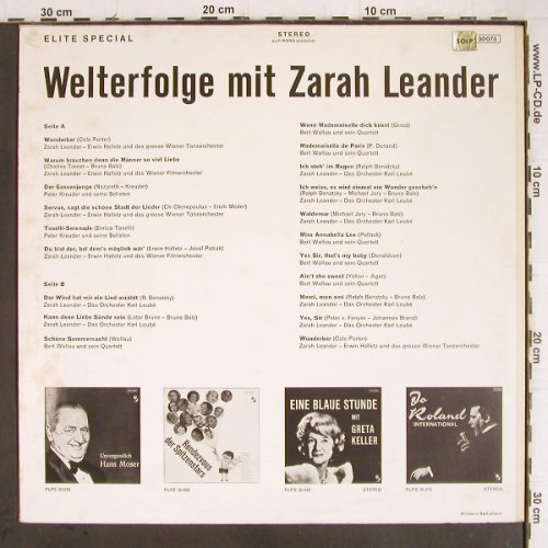 Leander,Zarah: Welterfolge mit, m-/vg+, Elite(SOLP) (PLPS 30075), D Typ: LP Best.-Nr.: Y9179 Preis: 3,00 Euro