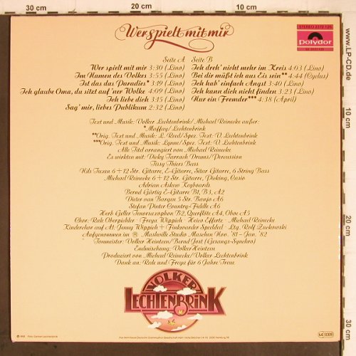 Lechtenbrink,Volker: Wer spielt mit mir, Polydor (2372 125), D, 1982 Typ: LP Best.-Nr.: Y9212 Preis: 6,00 Euro