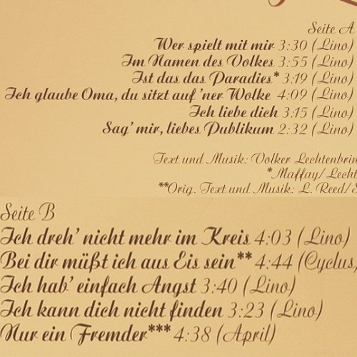 Lechtenbrink,Volker: Wer spielt mit mir, Polydor (2372 125), D, 1982 Typ: LP Best.-Nr.: Y9212 Preis: 6,00 Euro