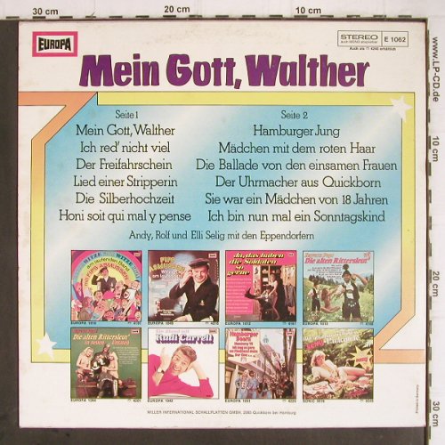 Andy,Rolf&Elli Selig,d.Eppendorfern: Mein Gott, Walter, Europa (E 1062), D, 1975 Typ: LP Best.-Nr.: Y9325 Preis: 5,00 Euro
