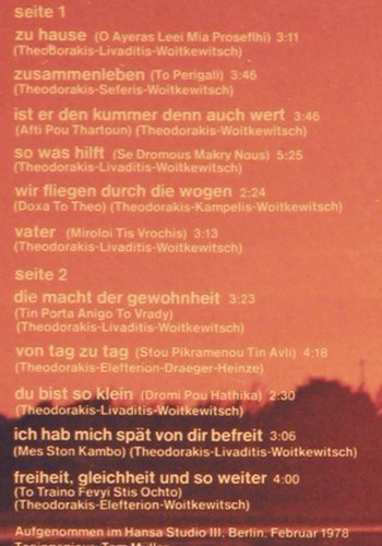 Milva: Von Tag Zu Tag, (singt Theodorakis), Metronome(34 700 5), D, 1978 - LP - Y9341 - 5,00 Euro