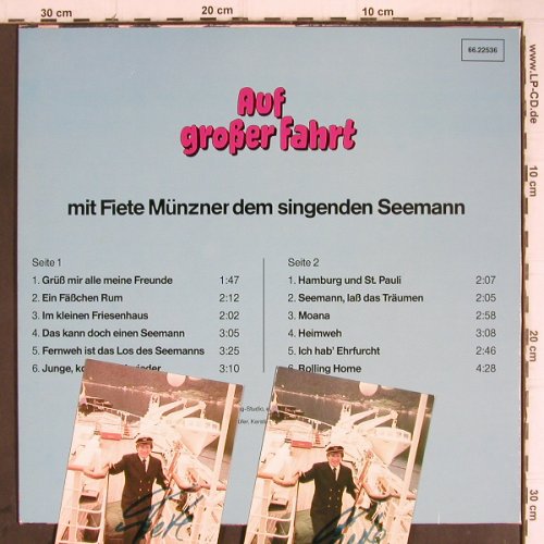 Münzner,Fiete: Auf grosser Fahrt,sign.,2*Postkarte, Teldec/Melodia(66.22536), D,  - LP - Y9367 - 6,00 Euro
