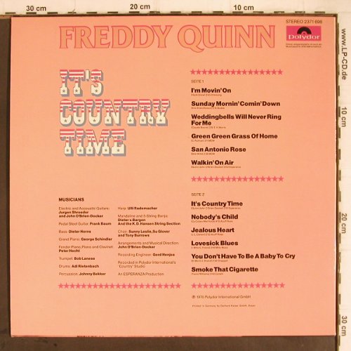 Quinn,Freddy: It's County Time, incl.Poster, Polydor(2371 698), D, 1976 - LP - Y9403 - 7,50 Euro