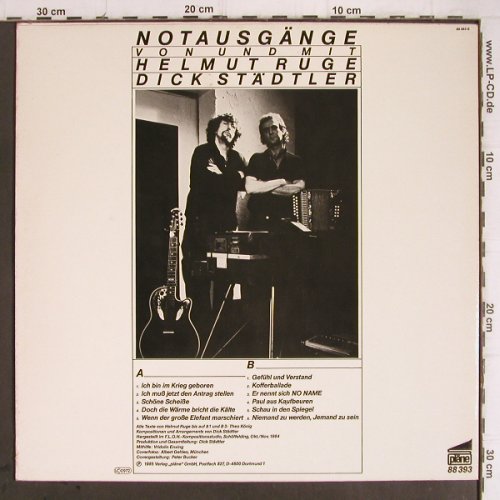 Ruge,Helmut / Dick Städtler: Notausgnge, Plne(88 393), D, 1985 - LP - Y9419 - 3,00 Euro