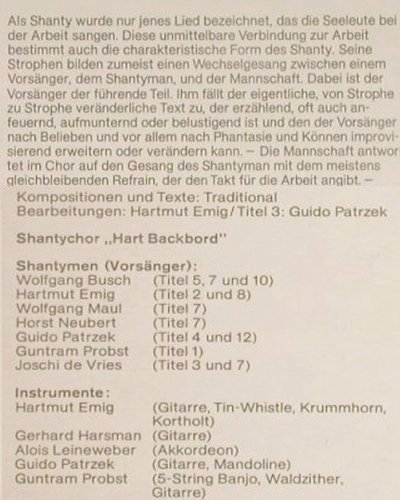 Shanty-Chor Hart Backbord: Haul Away, Amiga (8 56 032), DDR, 1984 Typ: LP Best.-Nr.: Y9447 Preis: 7,50 Euro