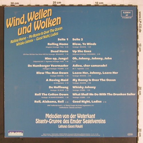 Shanty-Gruppe d. Emder Segelvereins: Wind, Wellen und Wolken (1973), Teldec (6.25814 AF), D, 1984 Typ: LP Best.-Nr.: Y9456 Preis: 7,50 Euro