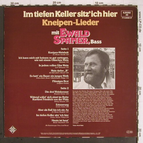 Spamer,Ewal (Bass): Im tiefen Keller sitz'ich hier, Telefunken (6.25292 AS), D, 1982 Typ: LP Best.-Nr.: Y9457 Preis: 6,00 Euro