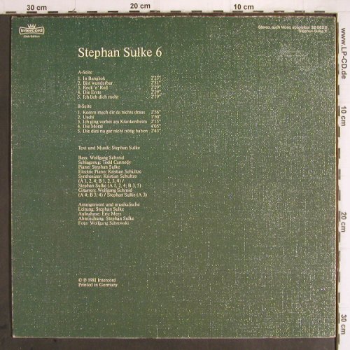 Sulke,Stephan: 6, Club-Ed., Intercord (32 0820), D, 1981 Typ: LP Best.-Nr.: Y9481 Preis: 5,00 Euro