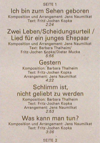 Thalheim,Barbara: Und Keiner Sagt: Ich Liebe Dich.., Amiga (8 45 229), DDR, 1982 Typ: LP Best.-Nr.: Y9485 Preis: 7,50 Euro