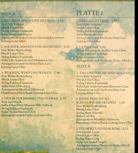 V.A.Das Meer singt eine Melodie: Die schön.Seemannsl.u.Hafensongs, Lotar Olias Coll.(Esplanade 1005), D, Foc,  - 2LP - Y9500 - 9,00 Euro