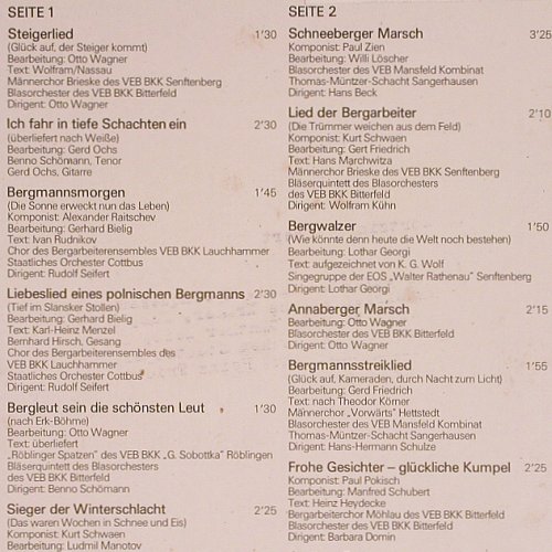 V.A.Glück Auf: Bergarbeiter singen u. spielen,stoc, Eterna(8 15 077), DDR,18Tr, 1975 - LP - Y9526 - 6,00 Euro