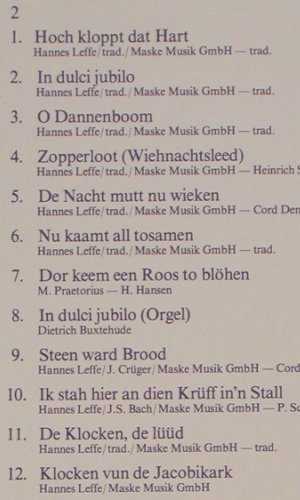 V.A.Hoch kloppt dat Hart: Plattdeutsche Weihnachtslider, Maske Musik(MMG 64 00 33), D, 1986 - LP - Y9534 - 7,50 Euro