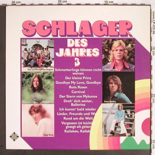 V.A.Schlager des Jahres 3: L.Humphries,P.Maffay,J.Marcus,12Tr., Telefunken (NT 800), D,whMuster, 1973 Typ: LP Best.-Nr.: Y9560 Preis: 5,00 Euro