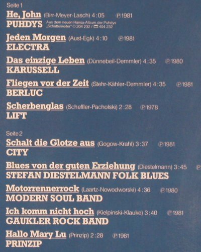 V.A.Rock'n Deutsch Folge 2: Puhdys... Stern-Meissen, Foc, 20Tr., Pool (6.28559 DT), D, 1981 Typ: 2LP Best.-Nr.: Y9571 Preis: 9,00 Euro